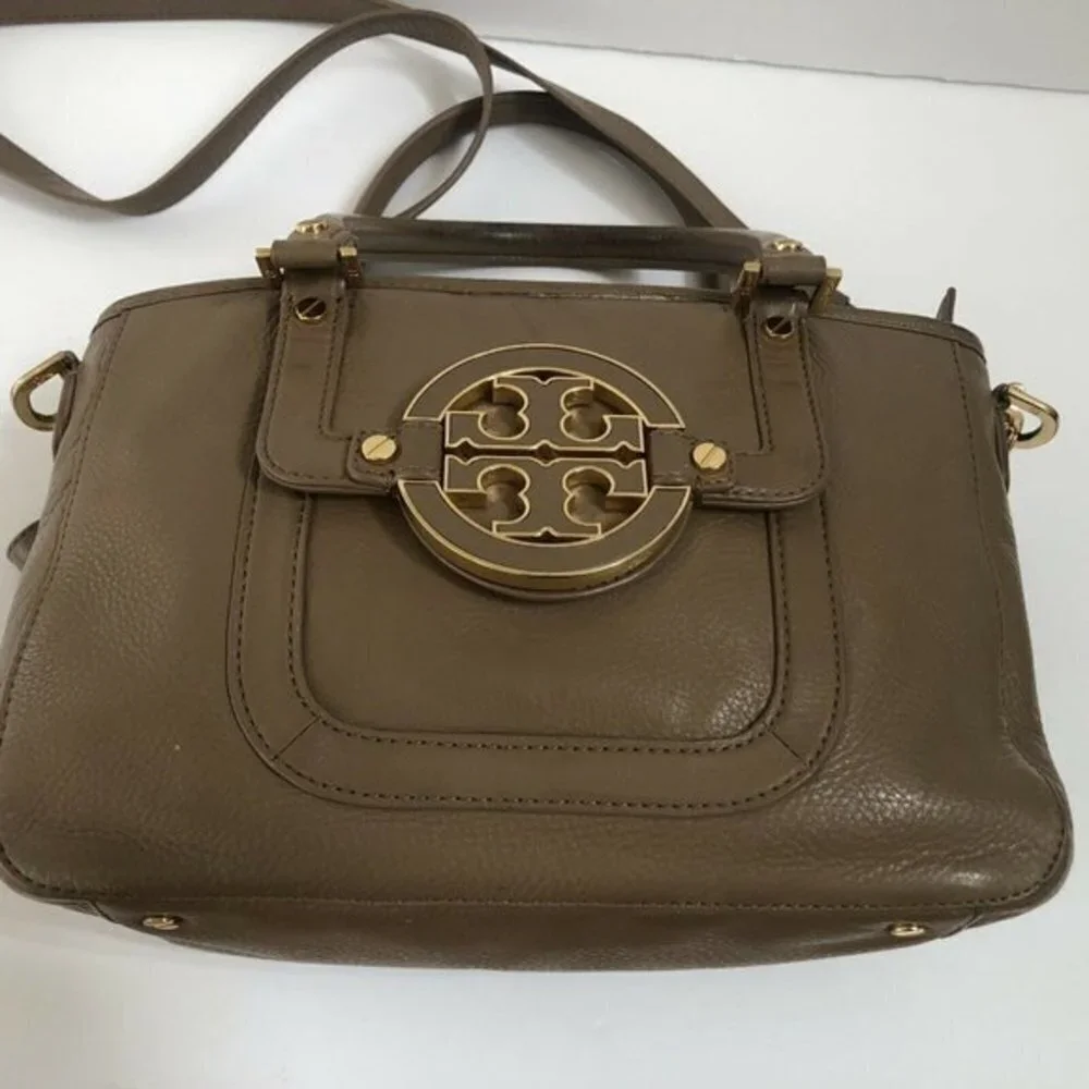 Tory Burch Handbag Satchel Leather Taupe